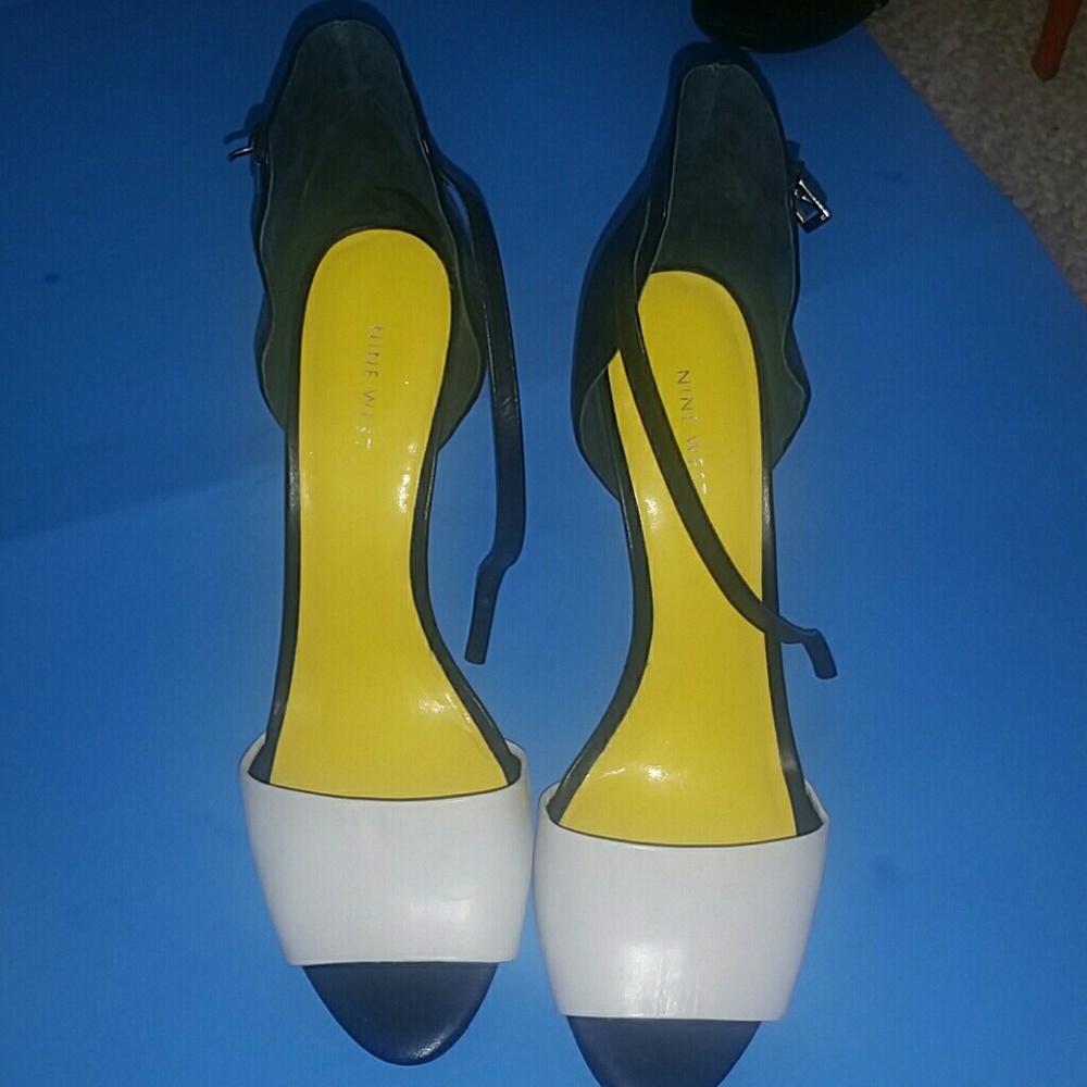 White and Black High Heel Sandals